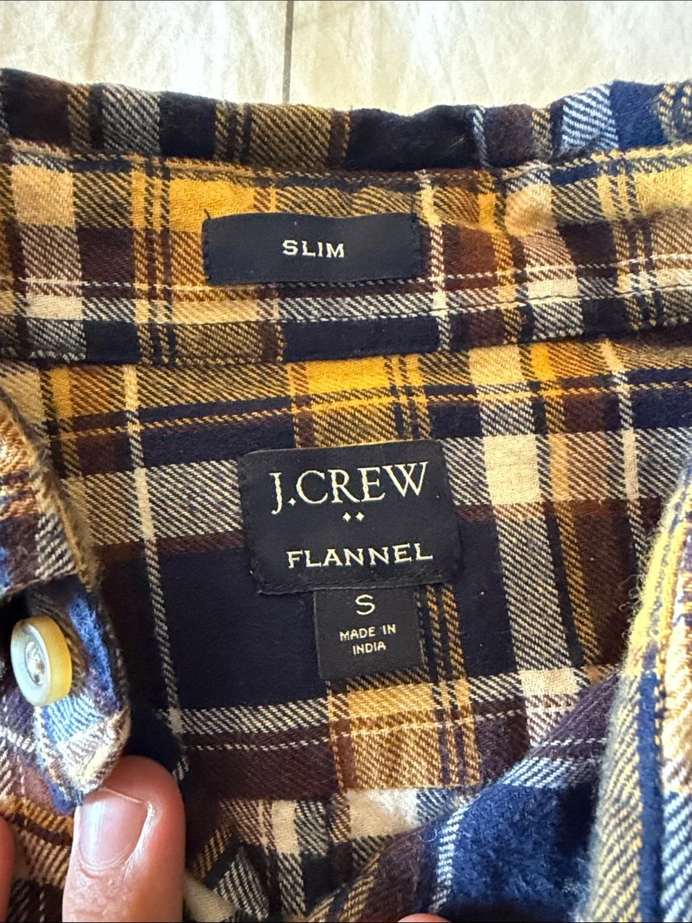 J. Crew Men’s Plaid Flannel Shirt in Navy & Mustard